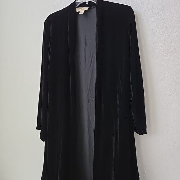 Jones New York Country Black Velvet Cardigan 1X Long Duster Whimsigoth Party - Picture 2 of 7